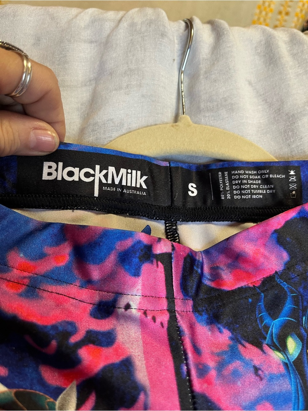 BlackMilk Pink and Blue Floral Printed Leggings - WOMENS S